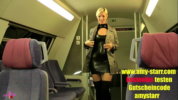 LATEX CUNT IN THE MIDDLE OF THE TRAIN FUCKED CREAMPIE !!!