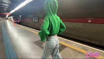 That slut saw the bulge and sucked it inside the subway station.