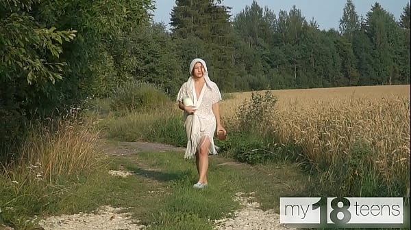 MY18TEENS - Cute girl went into the field for a walk and masturbate her pussy