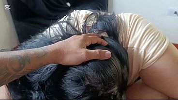 Beautiful chubby girl with a pretty face gives my cock a great blowjob and then rides it like an expert