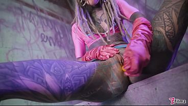 Solo Goth Punk DP Masturbation - Thick Toys and Ass to Mouth