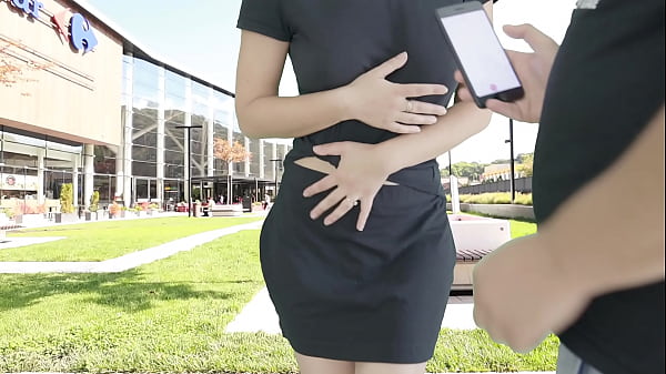Cumming hard in public on the mall terrace with Lush remote controlled vibrator