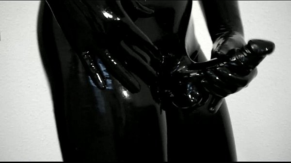Trying on my new tight, shiny latex pants and gloves