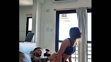 My sexy stepsister is cleaning the house and tempting me on the sofa