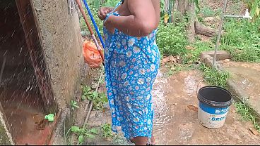 Hottest desi step sis bathing outside