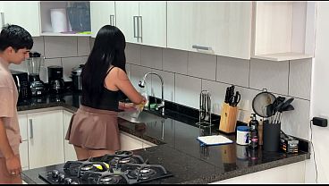 My roommate fucks me hard in the kitchen