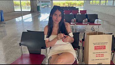 Girl waiting for the bus at the terminal leaves with a stranger
