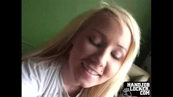 Cute blonde girl loves hadling cock