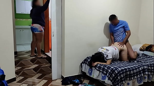 My neighbor and I fuck secretly from my cuckold wife, she cleans and we do it without her seeing us, how nice it is to put my big cock in my neighbor