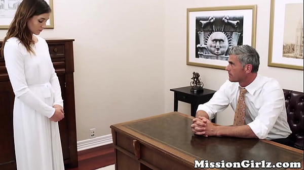 Mormon elder inspects virgin pussy before fingerfucking her