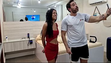 Behind the scenes of the recording with the young Talitinha having sex with Jr Doidera and getting a lot of cum in her mouth.