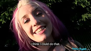 Pink Haired AMERICAN BABE with Big BOOBS fucked Outdoors in Public - Public Agent
