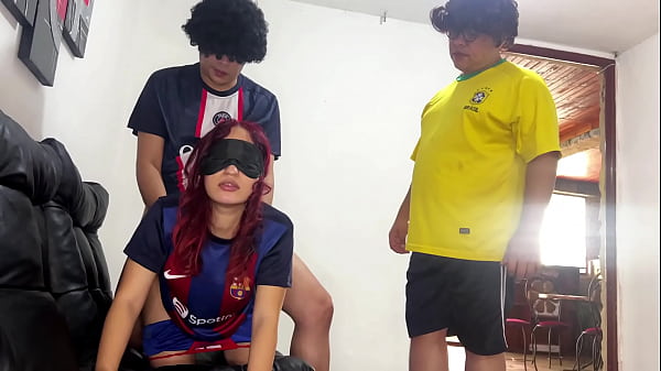 Girlfriend is Cheated Blindfolded by Her Boyfriend Who Has to Pay the Debt for the Soccer Match NTR