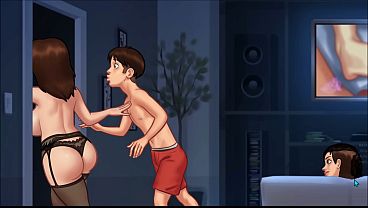 Cock Hungry BBW Stepmom Seduces Stepson into Hot Sex in Her Bed - Summertime Saga Part 49 By DarkCookie, 3D Porn Game