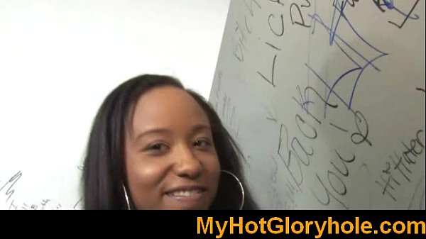 Big white cock sucked by ebony babe in gloryhole initiation 21