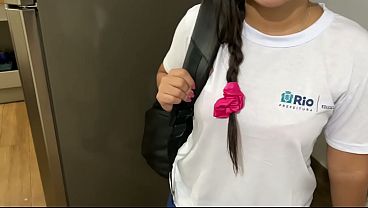 Student from Rio sucking off her private teacher at his house, student giving lessons on how to suck cock.