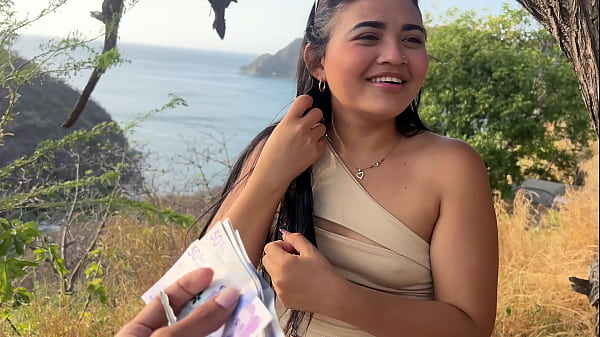 Beautiful tourist is unfaithful to her husband with a stranger for money