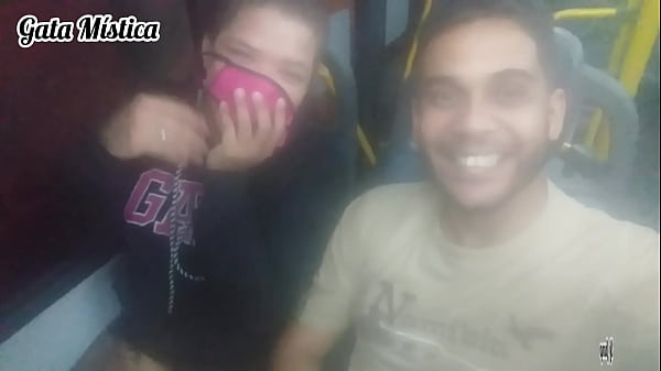 Public adventure Gata Mistica sucking Dj Jump inside the bus in RJ