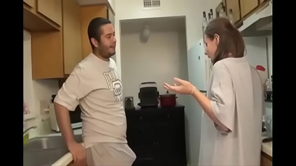step brother and sister blowjob in the kitchen