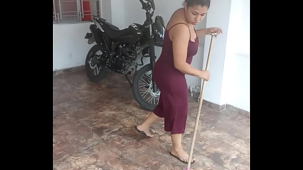 Talking to my wife while cleaning the house, I ask her to suck my cock and the situation ends comically
