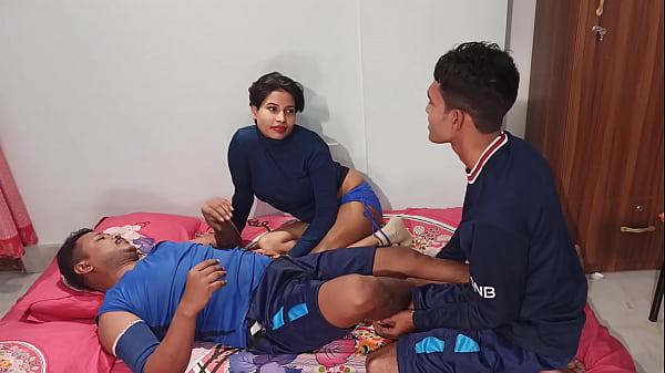 Desi Village WOMEN Romance and Fucked with two boys - threesome sex girl cute nice fuck best sex .