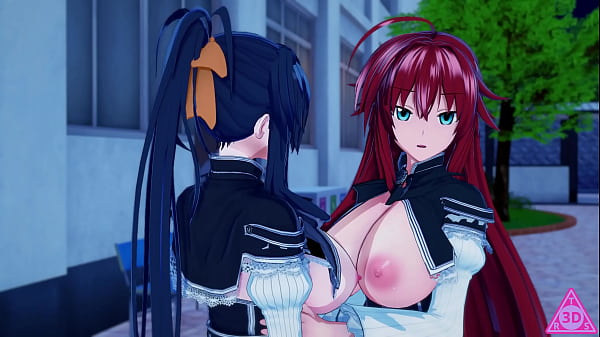 Rias Gremory and Akeno Himejima rubbing their pussy