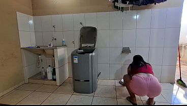 Fuck in the Laundry Room and Cumshot in the Backyard - Naughty Couple