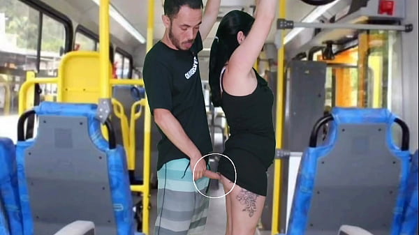 Old scumbag humps and masturbates until he cums on the brunette on the bus