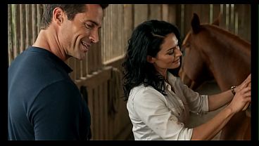 Mature horny woman riding a huge cock in her stable until she begs to have her mouth filled with semen (AI-generated video)