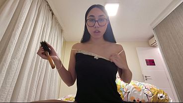 Sticking the hairbrush in my little butt