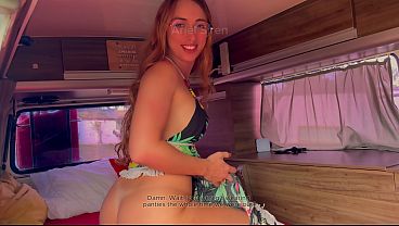 Passionate couple has romantic sex in a motorhome.