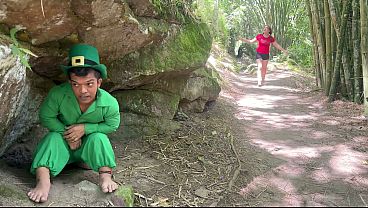 Little elf fucks a lost Latina with a big ass in exchange for helping her get out of her magic forest