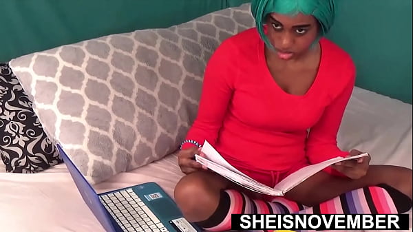 Skinny Nerdy Gothic Freak Sheisnovember Gave Step Father Point Of View Oral Sex After Class, Getting Explosive Orgasm With Crimson Thong Pushed Inside Her Shaved Pink Pussy, Tiny Clit Rubbed Until She Climax By Msnovember