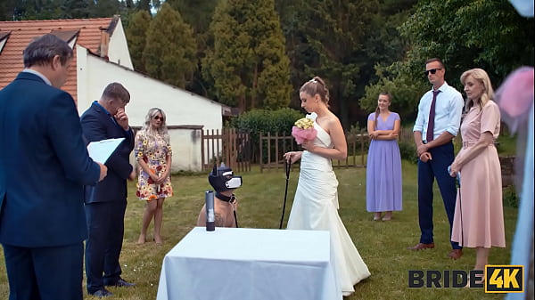 BRIDE4K. Blonde bride with natural tits enjoyed a good fuck on her kinky wedding