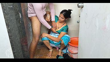 Komal was washing clothes in the bathroom and I was secretly masturbating while looking at her breasts.