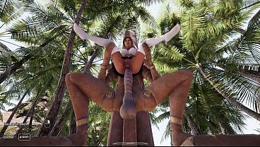 Lara Croft is a good girl because she takes the statue's fat dick in her ass. 3D Hentai Game